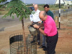 Bill placing Tree Guard @ JCN