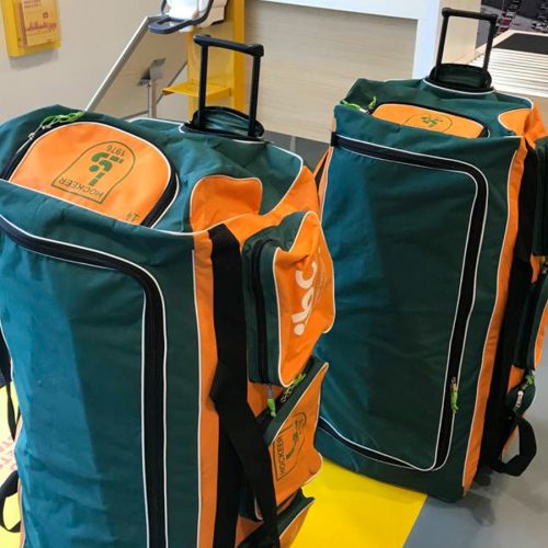 Large kit bags ready for shipment.